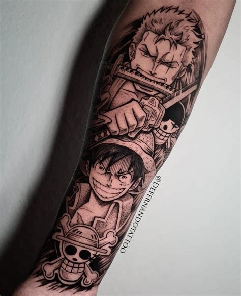 Tatuagem De One Piece Luffy E Zoro Half Sleeve Tattoos Drawings Half