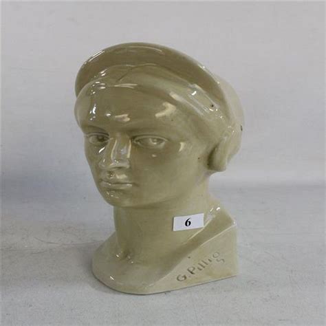 G Pilling Glazed Ceramic Bust Of Young Lady Bustsheads Sculpture