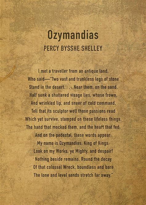 Percy Bysshe Shelley Ozymandias Mergulhe Na Emoção Do Bingão Colonial Uk