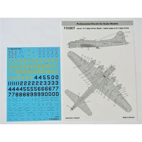 Foxbot 48 032 Decal Technical Inscriptions On Boeing B 17 Flying