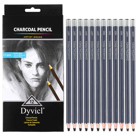 Buy Dyvicl Professional Charcoal Pencils Drawing Set 12 Pieces Soft