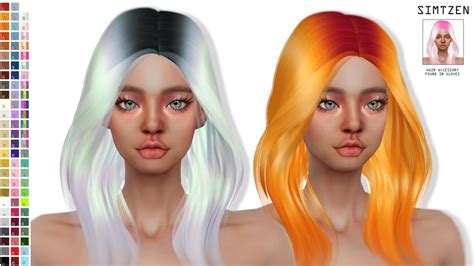 Download Sims 4 Cc Hair Accessories 2tone Roots Bangs Hair Dye