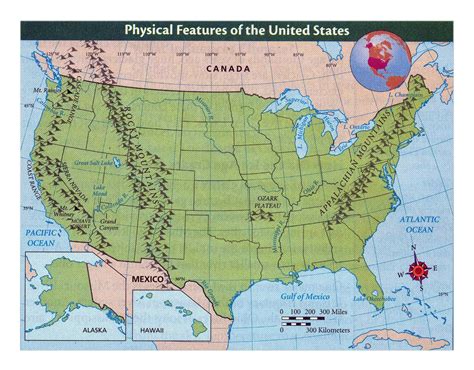 Physical Features Map Of The United States Blank Map