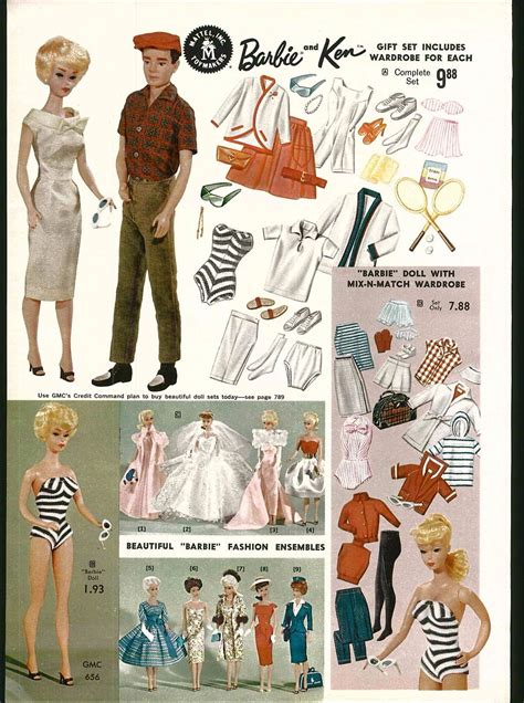 1962 advertisement 2 page mattel barbie ken fashion dolls wardrobe color vintage barbie