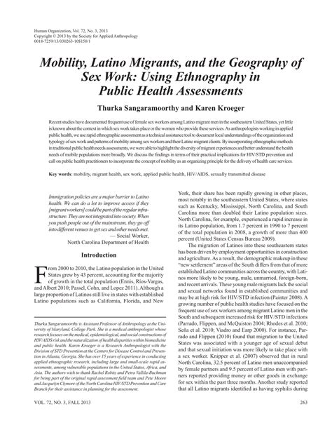 Pdf Mobility Latino Migrants And The Geography Of Sex Work Using Ethnography In Public