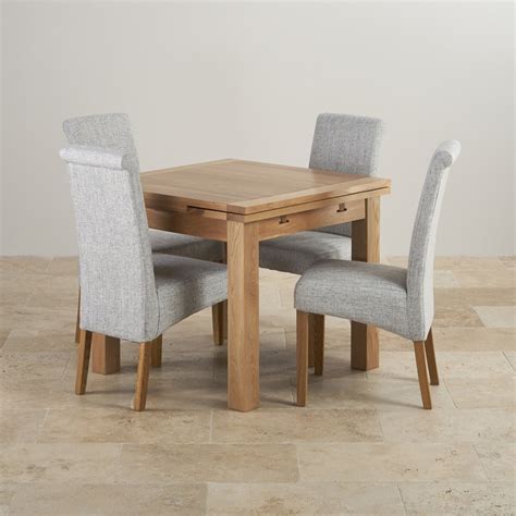 Dining benches are handy for seating more people than chairs would in the same space. Dorset Oak 3ft Dining Table with 4 Grey Fabric Chairs