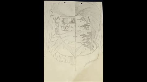 Naruto And Sasuke Split Face Drawing Youtube