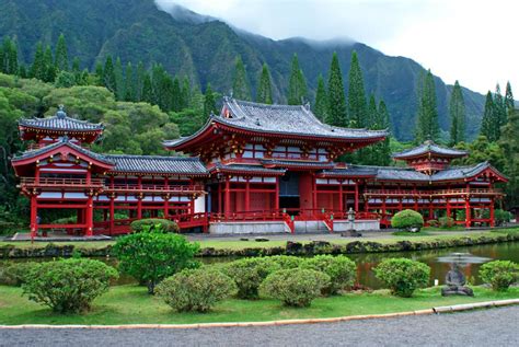 Byodo In Temple At The Valley Of The Temples In Oahu Hawaii