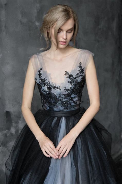 Black Lace Wedding Dress Calypso Nightfall Tulle Bridal Etsy New