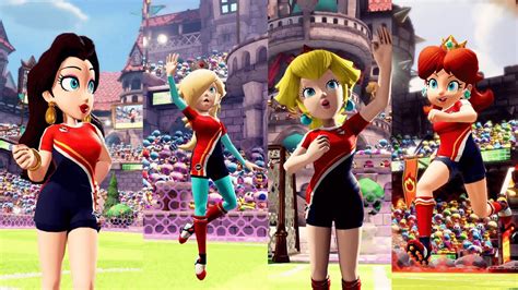 Mario Strikers Battle League Peach Pauline Daisy Rosalina Gameplay Team Girls Vs Team Beasts