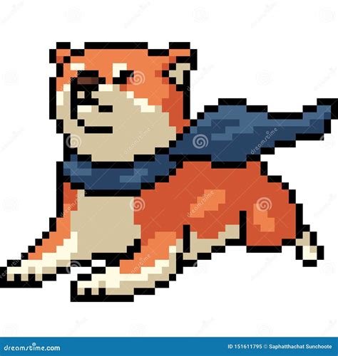 Vector Pixel Art Shiba Dog Stock Vector Illustration Of Portrait
