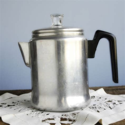 Vintage Coffee Pot Aluminum Stove Top Percolator Century Etsy