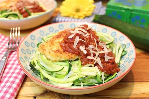 Hähnchen Piccata Milanese mit Zucchini Nudeln Zudeln Happy Carb