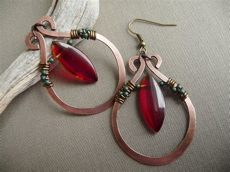Wire Wrapped Jewelry Handmade Copper Earrings By Fancyyoudesigns