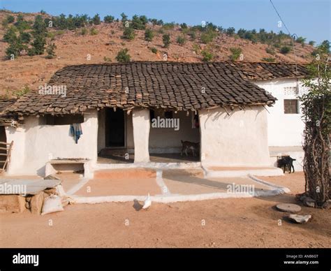 Madhya Pradesh India Asia Typical Small Rural Village House With White