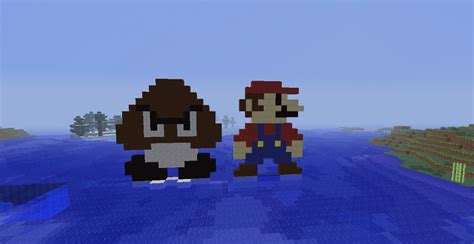 Mario And Goomba Pixel Art Minecraft Map