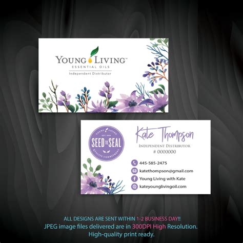 Young Living Business Card Personalized Young Living Cards Essential
