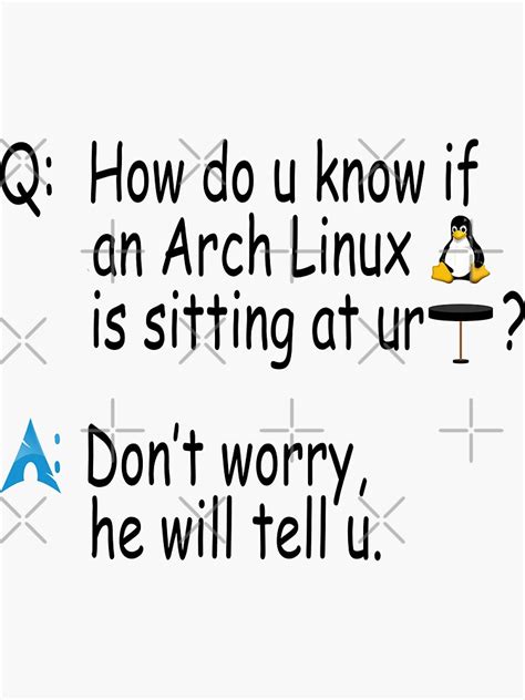 Arch Linux Joke Sticker For Sale By Frigamribe88 Redbubble
