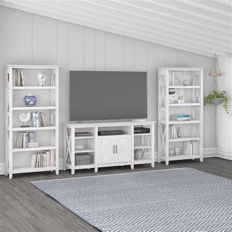 Tv Stand And Bookcases In White By Bush