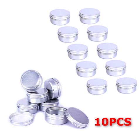 10pcs Cosmetic Sample Aluminium Tins Empty Containers 50ml Round Pot
