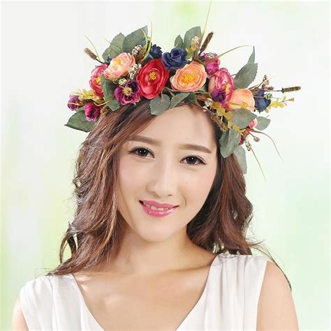 Hot Women Beach Party Crown Bride Wedding Flower Wreath Crown Headband