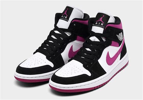 The Air Jordan 1 Mid Appears In A Magenta Color Blocking The Elite