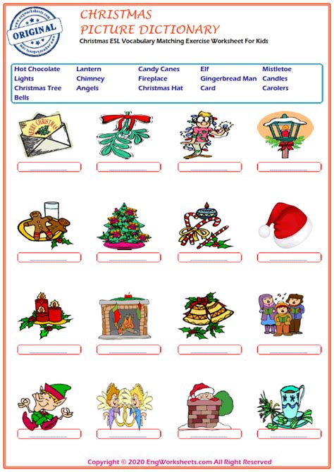 Christmas Printable English Esl Vocabulary Worksheets