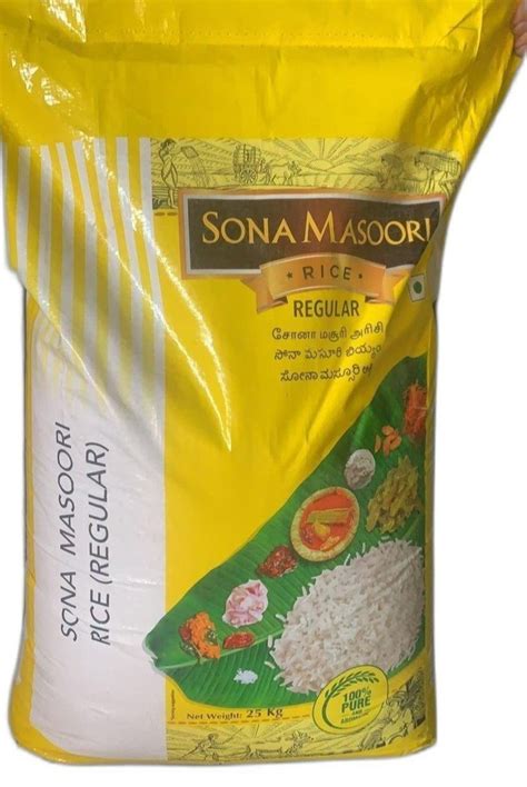 Adani Wilmar 26kg Sona Masoori Regular Rice Packaging Type Plastic