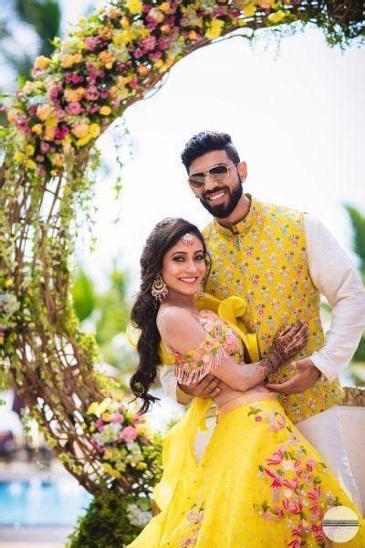 Vibrant Yellow Couple Wedding Dress Indian Wedding Outfits Indian