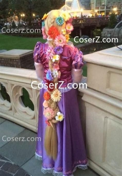 Tangled Extra Long Rapunzel Wig Adult For Women Flowers Option