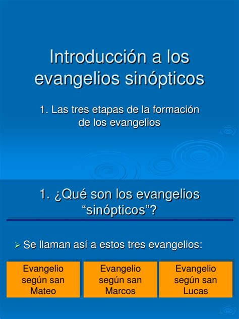 Introducción A Los Evangelios Sinópticos Pdf Evangelios Jesús