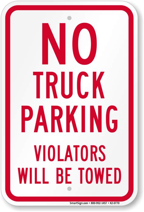 No Truck Parking Sign Sku K2 0770