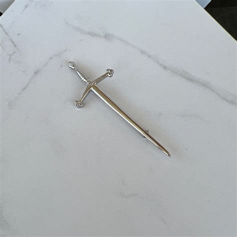 Vintage Silver Scotland Sword Kilt Pin Brooch Gem