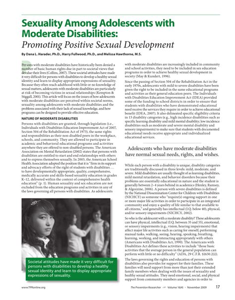 pdf sexuality among adolescents with moderate disabilities promoting positive sexual development