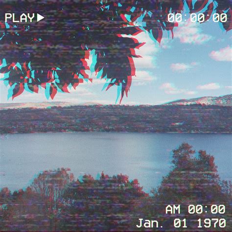 Edit Aesthetic Vhs Glitch Distorted Static Lake Trees Mountains