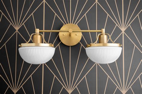 Ip44 led bathroom wall light in art deco style, ideal. Globe Vanity Light Brass Vanity Art Deco Lighting Opal ...