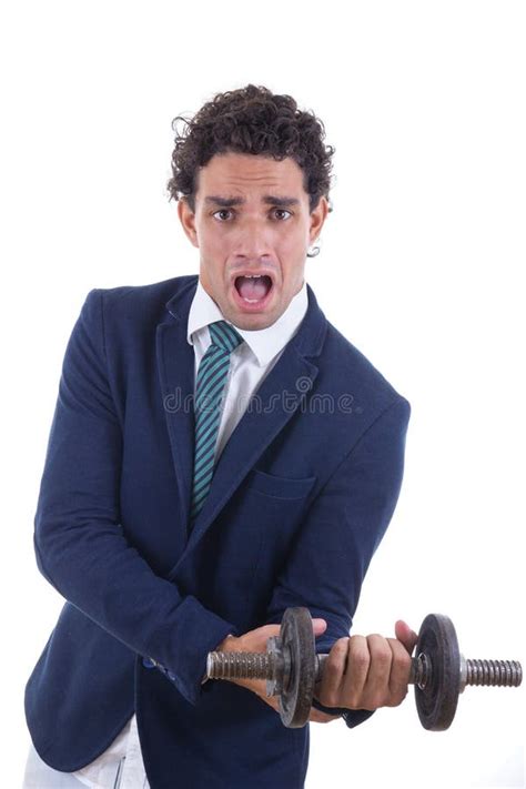 Weak Man Holding A Weight Stock Photo Image Of Healthy 37533392