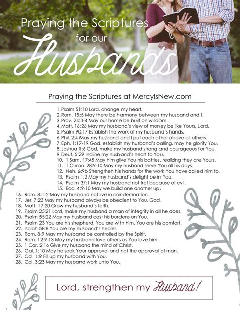 28 Verses To Pray For Your Husband Free Printable Love Notes His