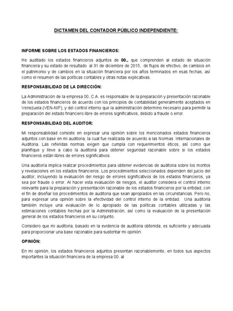 Informe Del Revisor Fiscal Xx Pdf Auditoría Estado Financiero