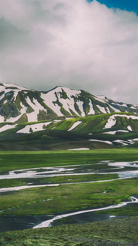 Download Wallpaper 1440x2560 Landmannalaugar Iceland Mountains Grass