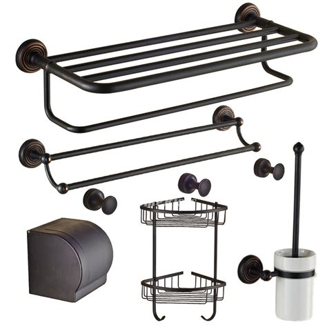 Oil rubbed bronze wall mounted bathroom accessories bath hardware set series. Oil-rubbed Bronze Black vintage Bathroom Accessories Sets