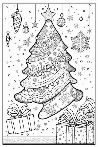 Dibujos Para Colorear De árboles De Navidad Para Adultos Ai Generativo Foto Premium