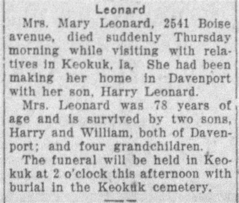 Mary Maveare Leonard (1851-1928) - Find a Grave Memorial
