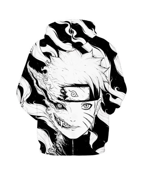 Cool Cartoon Swirl Naruto Print Fashion Black And White