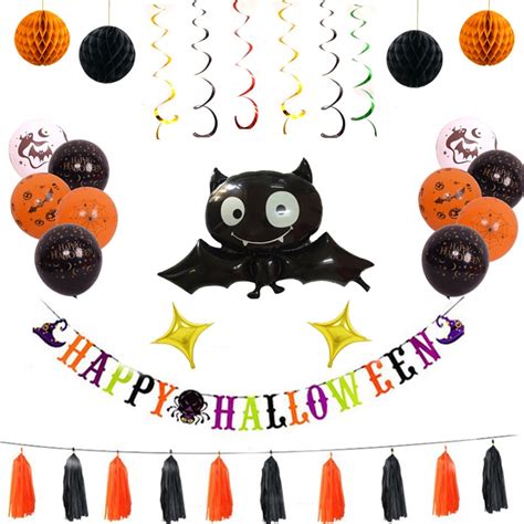 34pcs Hanging Halloween Garland Party Supplies Set With Balloon Banner