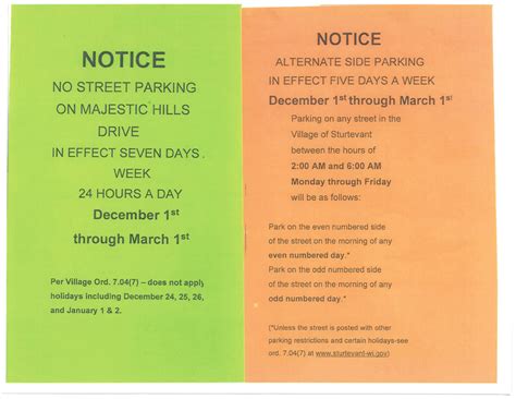 Alternate Side Parking BEGINS | Sturtevant, WI