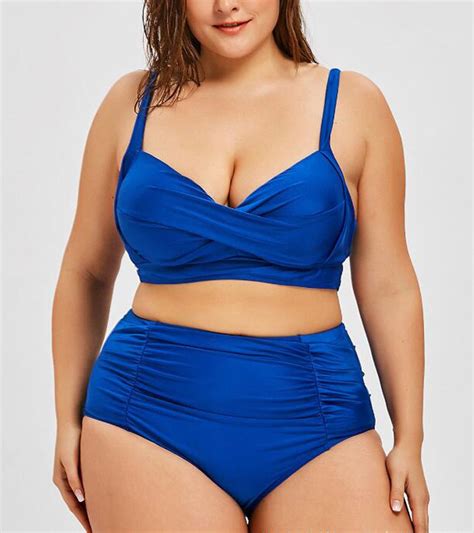 Vgtown New Plus Size Swimwear High Waist Swimsuit Large Size Women