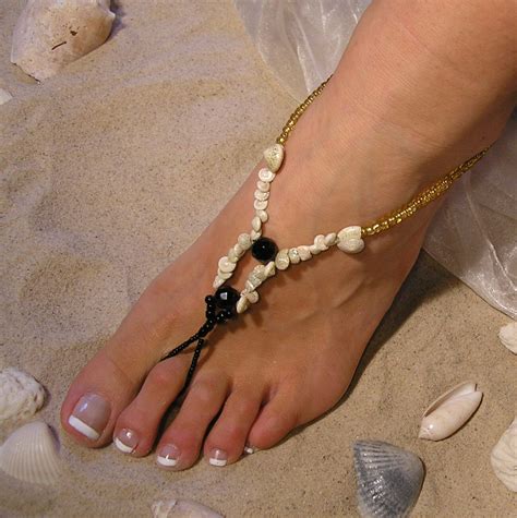 Barefoot Sandals Pearls And Crystals Happi Feet Handmade Pair Nude