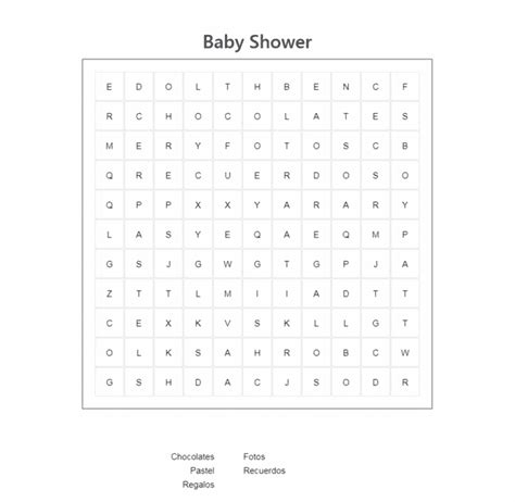 25 Sopas De Letras Para Baby Shower • Procrastina Fácil