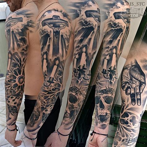 Magnificent Realistic Sleeve From Cris Sake Tattoo Crew